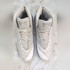 Under Armour Man's Curry 3 White Metallic Silver Basketball Shoes Size 10.5